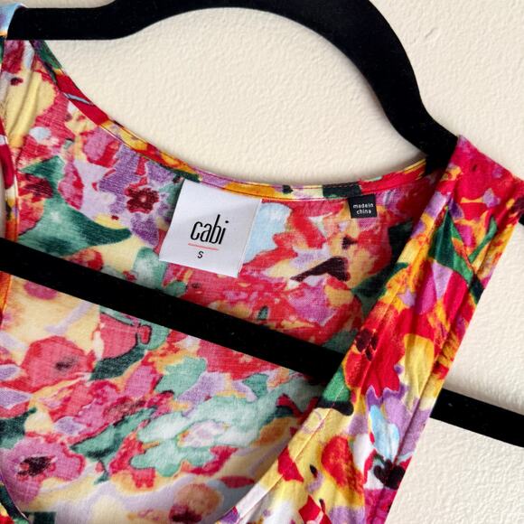 Cabi Rainbow Floral Print Sleeveless Tank Top - Small artsy colorful fun - Picture 2 of 6